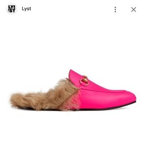 NWT Gucci Princetown Fur Slippers in Hot Pink/Magenta Men's 7 or Women's 8.5-9